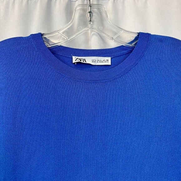 Zara Womens Blue Crew Neck Short Sleeve Classic Pullover T-Shirt Size Large - Picture 5 of 9